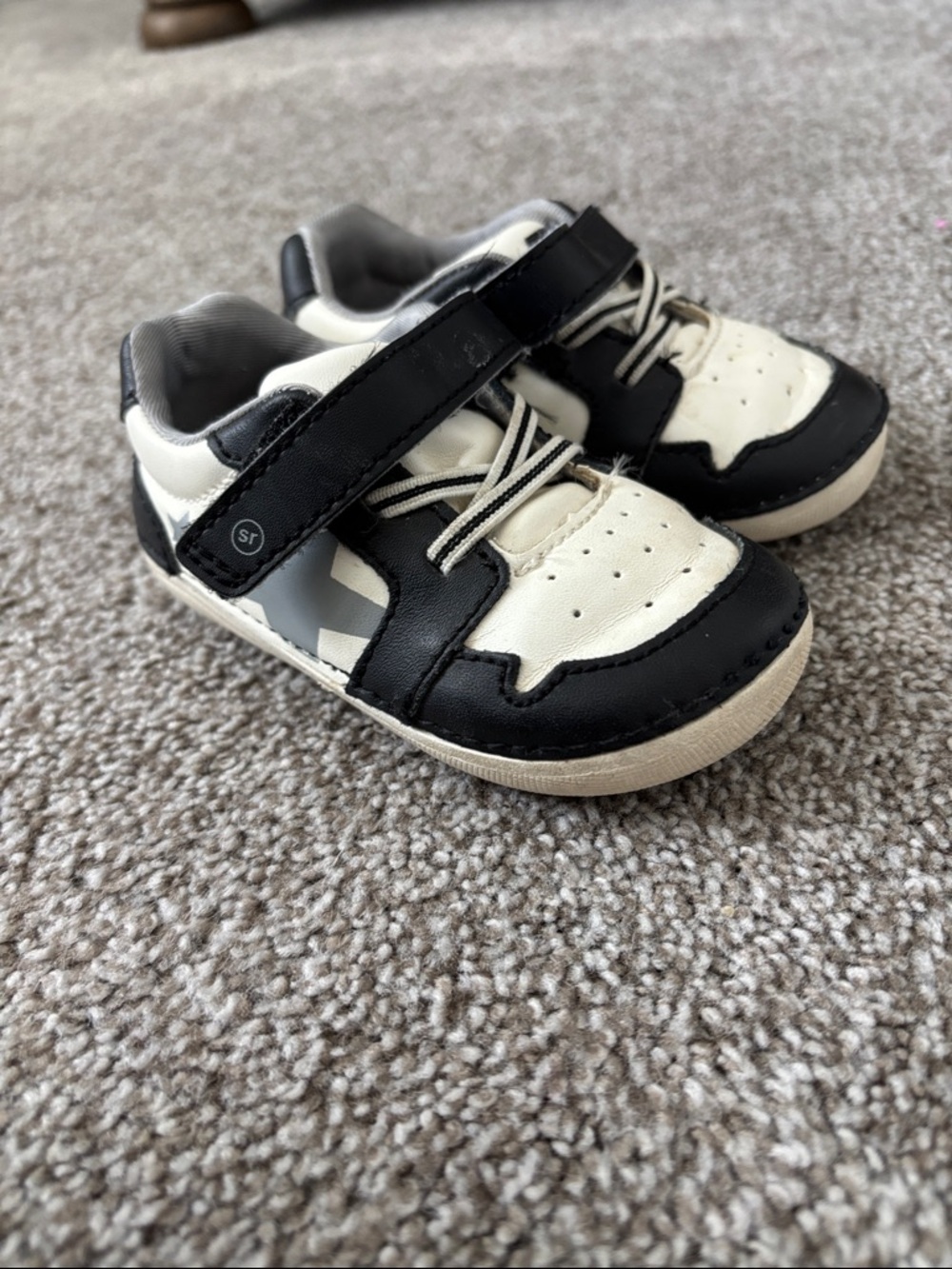 Stride Rite Kids Black and White Velcro Sneakers